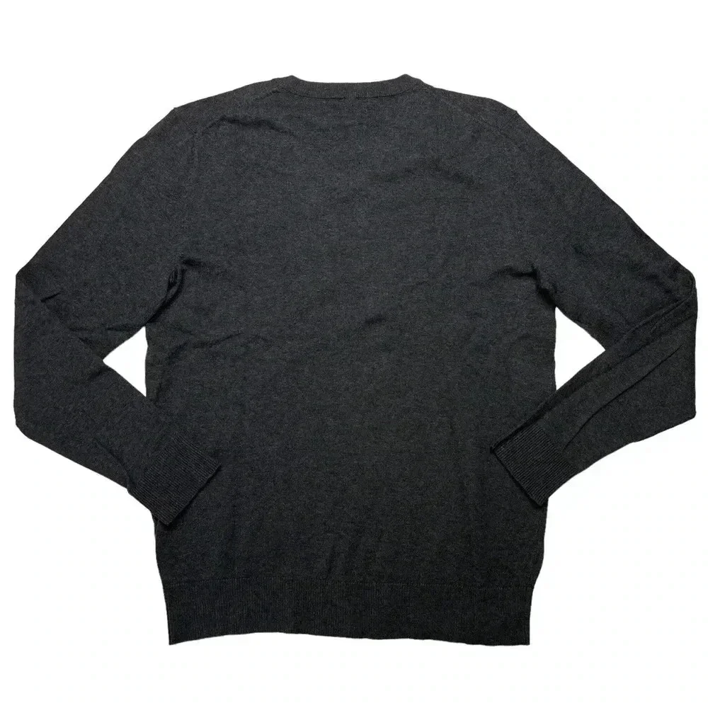 Alfani Solid Table Cotton Blend Dark Grey V-Neck Classic Fit Mens Sweater - Picture 10 of 10